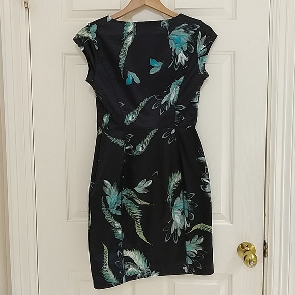Marchesa Voyage Feather Print Satin Dress SZ 4 - Picture 7 of 7